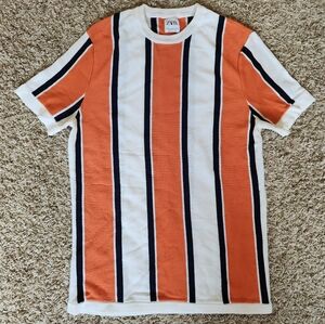 Stylish Zara Orange and White Striped Tee